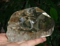lemurischer Citrin Kristallschädel 500 g mit Spitze